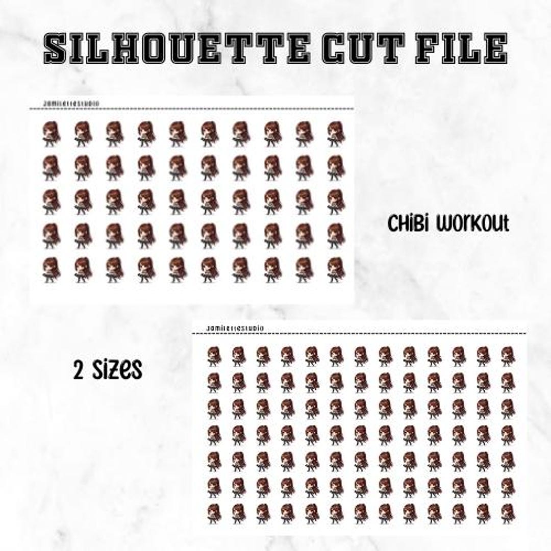 Chibi Workout Sticker Printable Ready to Print and Cut SILHOUETTE CUT ...