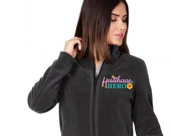 Veste polaire monogrammée, veste d’infirmière, cadeau de remise de diplôme, veste pour dames, cadeaux pour elle, veste brodée de héros, veste RN Full Zip, cadeau d’infirmière