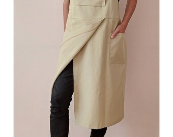 TABLIER À JAMBE Fendue En Denim De Poterie, Bref Col Réglable Pour