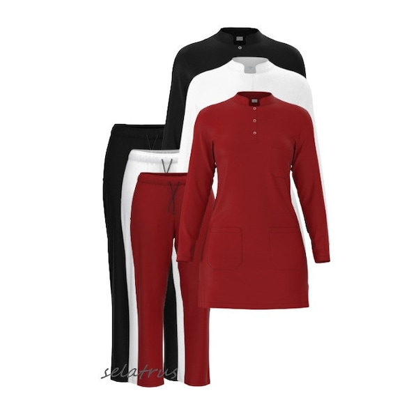 Uniforme à manches longues, gommages musulmans, uniforme d’infirmière Lylac, uniforme de dentiste médecin médical Healtcare, ensemble de gommage extensible 4 voies, haut et pantalon