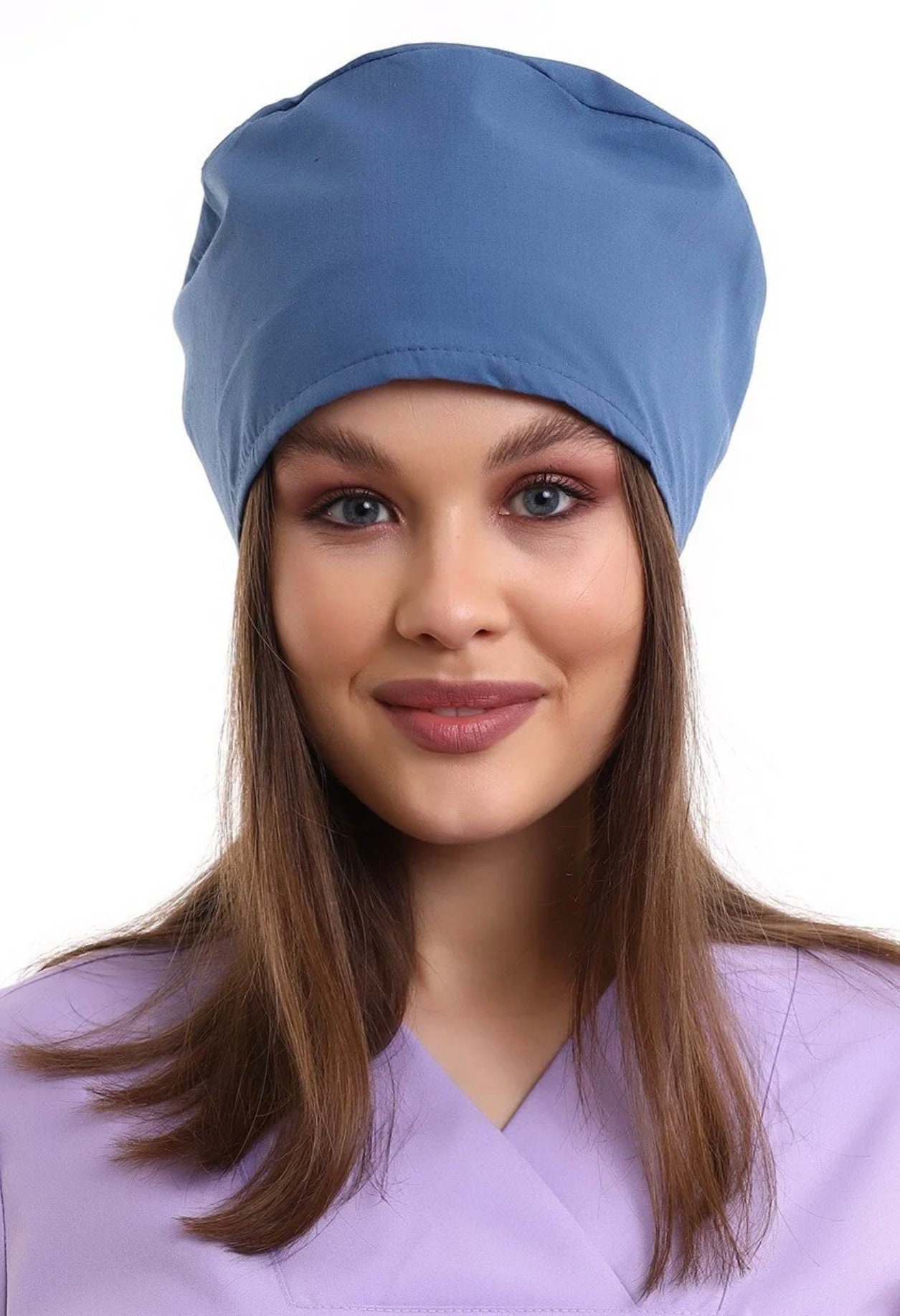 Navy Blue Double-Sided Printed Scrub Caps For Men