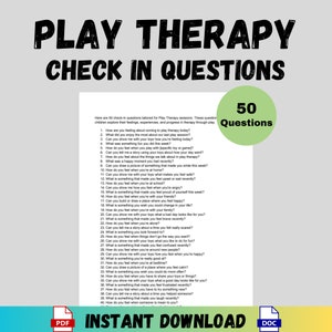 Play Therapy Check In Questions Counseling Tools Therapist Mental Health Printable PDF Word Doc Counselor Digital Download