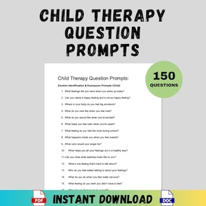 Child Therapy Emotion Social Skills Play Family School Prompts PDF Word for Counselors Play Therapists Teachers Aid Therapy Office Tools