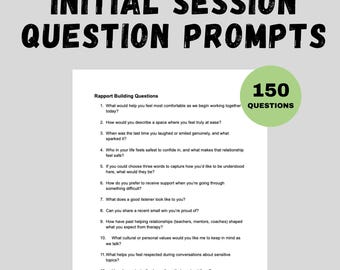 150 Therapy Intake Questions Counseling Prompts Initial Session Guide Therapist Intern Resource Printable Private Practice Therapy Tools