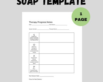 Editable SOAP Therapy Notes Progress Template PDF Word Printable Counseling Record Sheet Therapist Documentation Session Notes Mental Health
