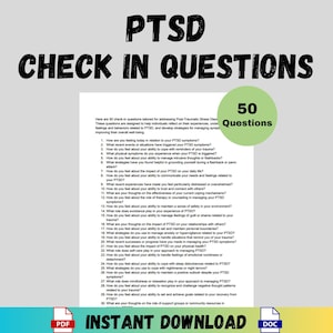 PTSD Therapy Questions Counseling Tools Trauma-Informed Care Printable PTSD Check-In Digital Download Trauma Recovery Therapist Resource