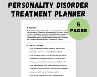 Planificador de tratamiento para el trastorno de personalidad dependiente Hojas de trabajo para la terapia DPD Esquema de TCC Metas de TCD Intervenciones Notas de progreso Herramienta de salud mental