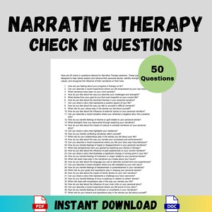 Narratieve therapie Inchecken Vragen Counseling Tools Therapeut Geestelijke gezondheid Afdrukbare pdf Word Doc Counselor Digitale download