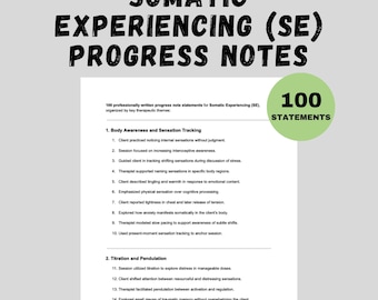 Somatic Experiencing Progress Notes for Therapists Counselors Social Workers Mental Health Template SE Trauma Documentation Therapy Office