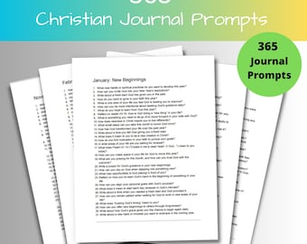 365 Christian Journal Prompts Printable Self Care Mental Health Daily Gratitude Wellness Faith Reflection New Year Journal Bundle