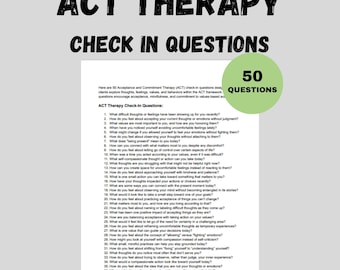 ACT-therapie Check-invragen Acceptatie Toezegging Therapie Counselinghulpmiddelen Afdrukbaar Hulpmiddel geestelijke gezondheid Therapeuten Kantooradviseurs
