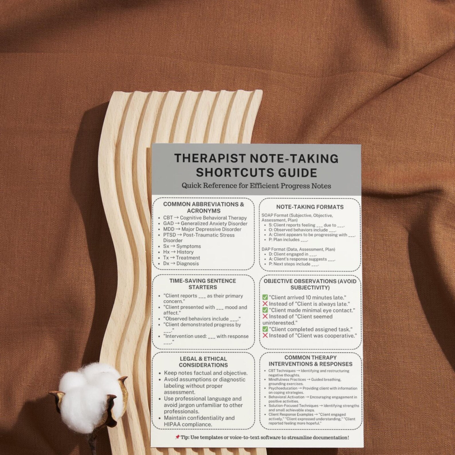 Therapist Note-taking Shortcuts Guide Progress Notes Quick Reference ...