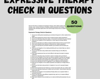 Expressive Therapy Questions Check-In Worksheet Counseling Tools Therapist Resource Mental Health PDF Expressive Arts Therapy Download
