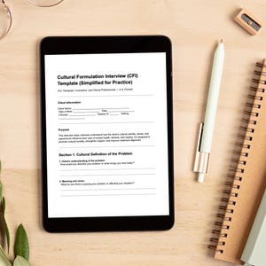 Cultural Formulation Interview Template Therapist Tool Editable PDF ...