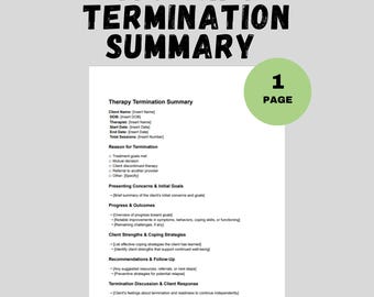 Therapy Termination Summary Template Download Therapist Discharge Summary Counseling Notes Progress Notes Mental Health Documentation Tool