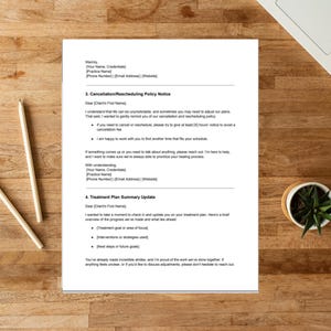 K&ouml;nnte beinhalten: Ein Dokument, das eine Stornierungs- und Umplanungsrichtlinie f&uuml;r einen Behandlungsplan darlegt. Das Dokument enth&auml;lt einen Abschnitt zur Aktualisierung der Behandlungsplanzusammenfassung mit einem kurzen &Uuml;berblick &uuml;ber die erzielten Fortschritte und zuk&uuml;nftige Ziele.