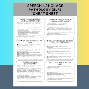 SLP Cheat Sheet Printable Speech-Language Pathology Quick Reference Guide for Therapists Therapy Tools Techniques Speech Therapy Cheat Sheet
