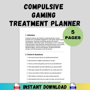 Puede incluir: Un planificador de tratamiento digital para el juego compulsivo, con una definición detallada, preguntas de control y una sección sobre actividades alternativas. Descarga instantánea en formatos PDF y DOC. El planificador tiene 5 páginas.