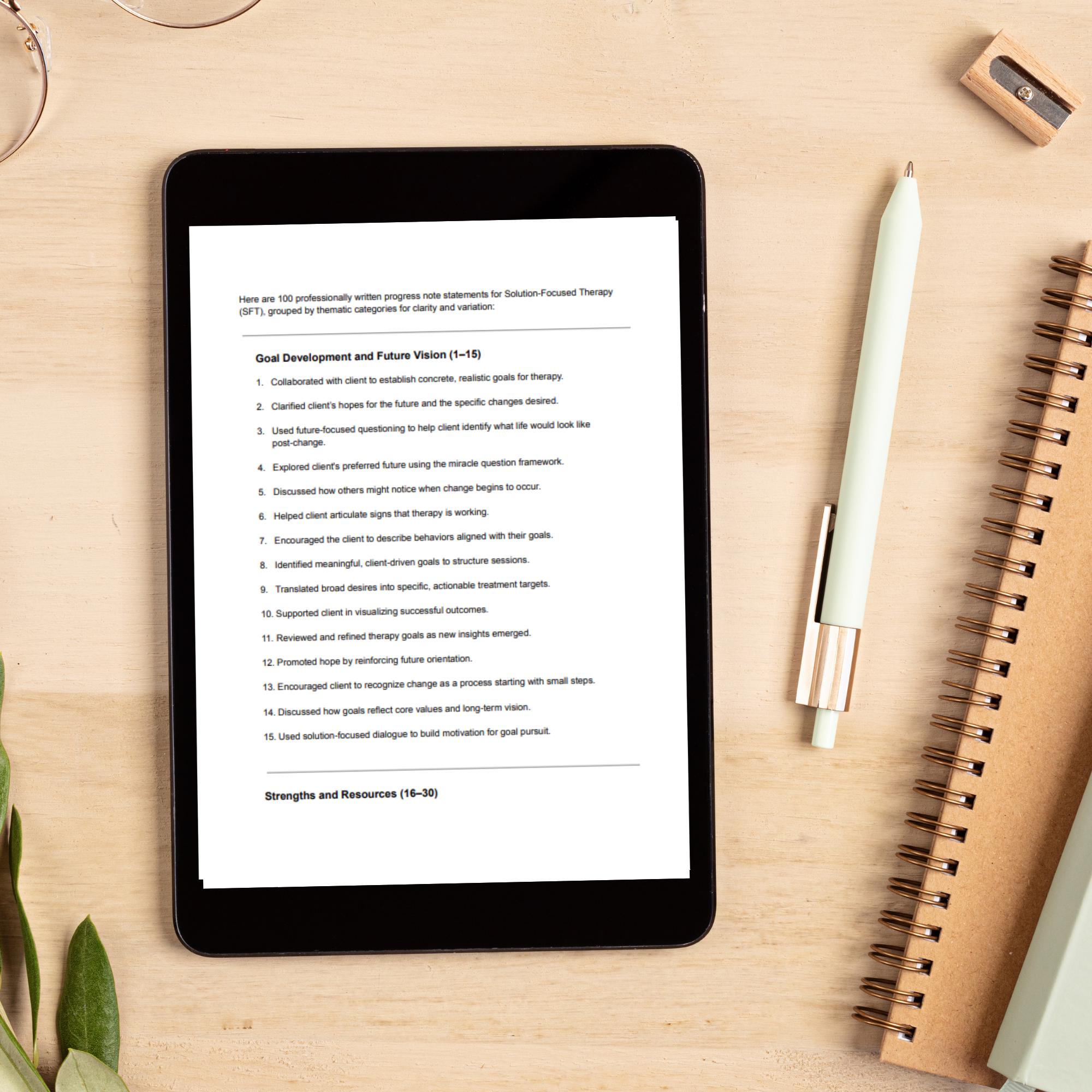 Solution Focused Therapy Progress Notes Editable SOAP Note Templates ...