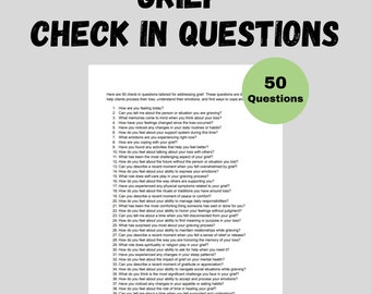 Grief Therapy Check In Questions Grief Counseling Tools Therapist Mental Health Printable PDF and Searchable Word Doc Counselor Download