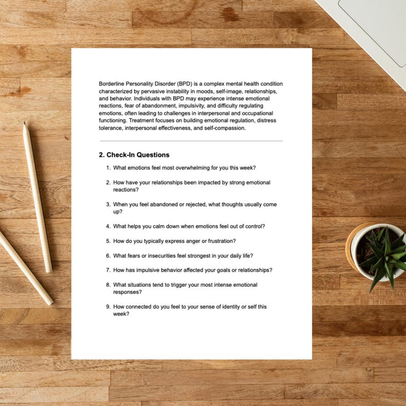Borderline Personality Disorder BPD Treatment Planner for Therapists ...