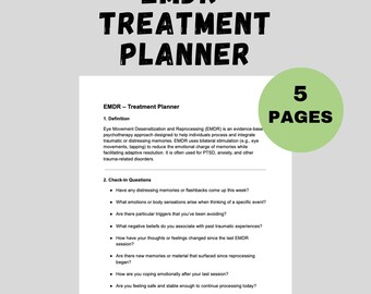 EMDR Treatment Planner Therapists Tool Trauma Recovery Mental Health Intervention Progress Notes Bilateral Processing Therapy Questions Tool