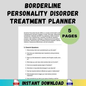 境界性パーソナリティ障害（BPD）治療計画書（セラピスト向け）DBT/CBT目標、介入、経過記録、編集可能なWord形式のカウンセリング