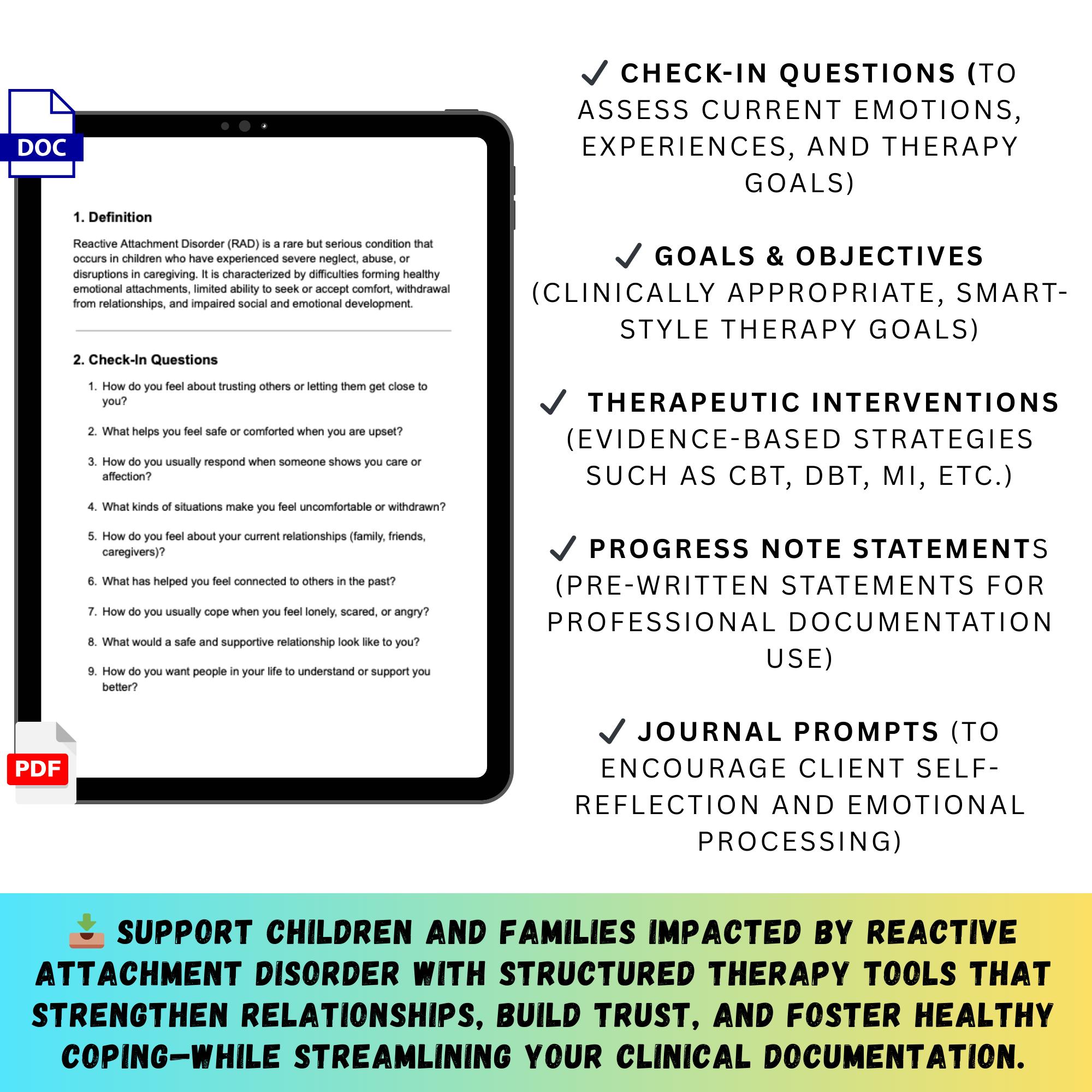 Reactive Attachment Disorder Treatment Planner Therapists Counseling ...