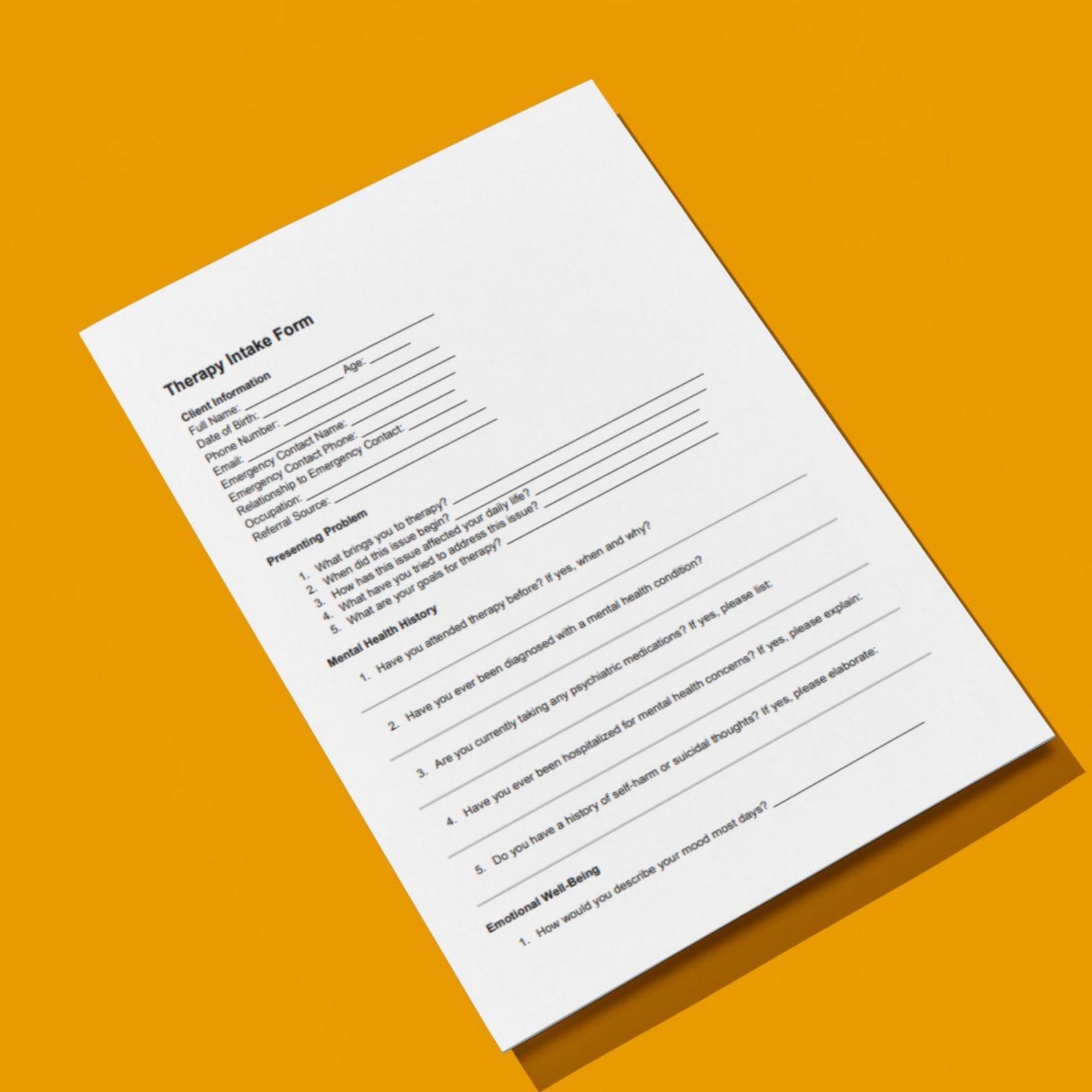 Mental Health Intake Notes.pdf Therapy Intake Form Printable Counseling Client Intake Template ...