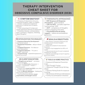 OCD Therapy Cheat Sheet Printable CBT Counseling Tool Mental Health Resource Therapist PDF Digital Download Obsessive Compulsive Disorder