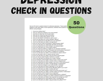 Depression Therapie Fragen Therapie-Tools Druckbare PDF Word Depression Check In Fragen Digitaler Download Depressions Beratung
