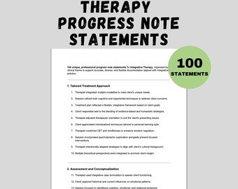 Integrative Therapy Progress Notes Clinical Counseling Tool Mental Health Documentation Therapist Counseling Resource Therapist Office Tool