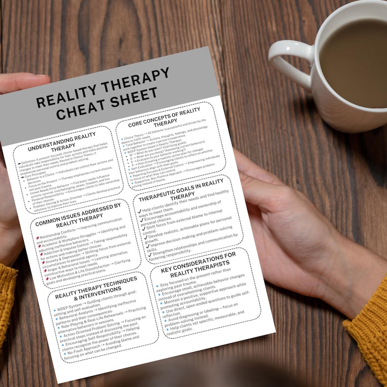 Reality Therapy Cheat Sheet Counseling Tools for Reality Therapy ...