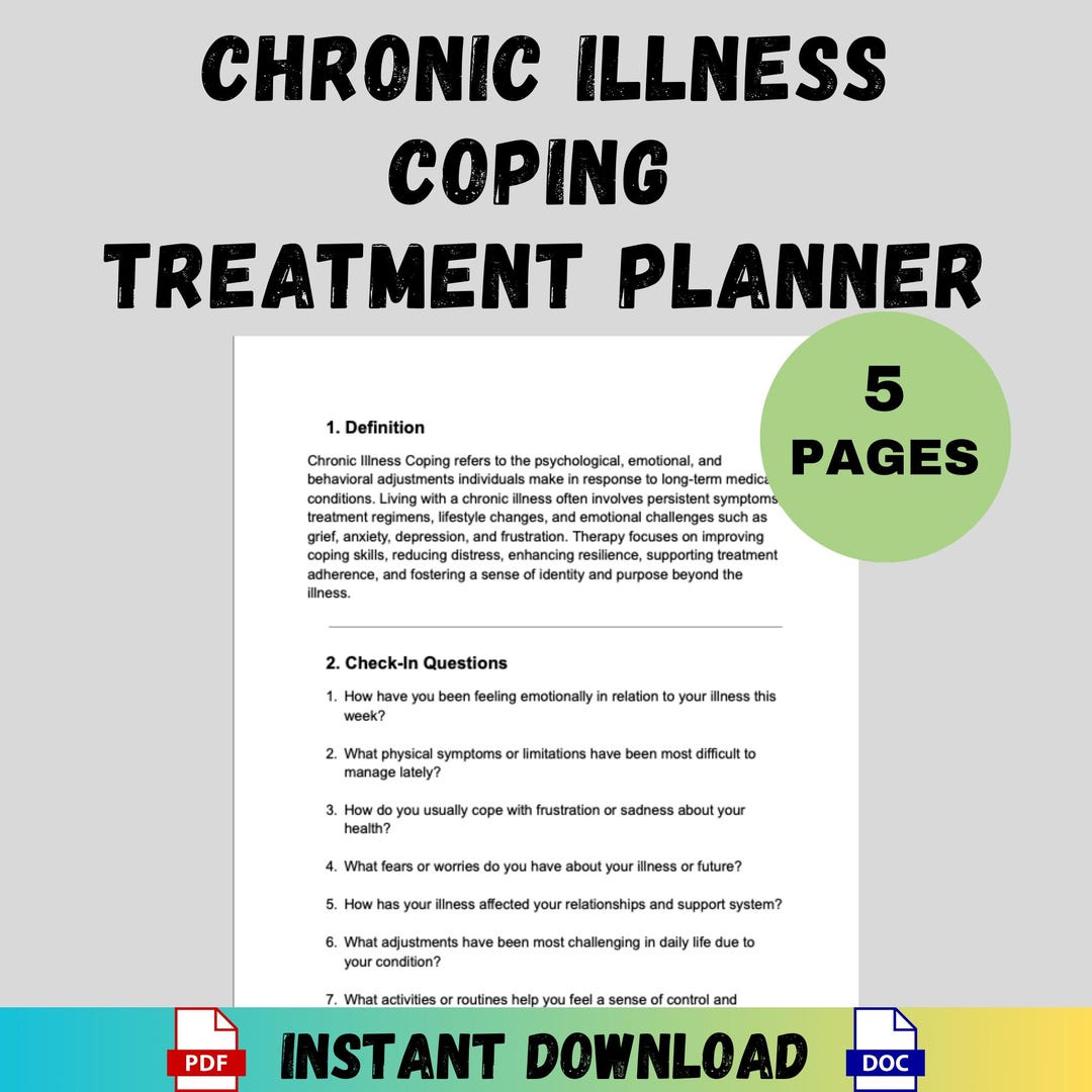 Chronic Illness Coping Treatment Planner Therapists Counseling Health ...