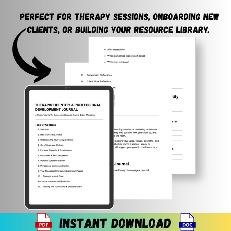 Therapist Identity Journal Professional Development Workbook for ...