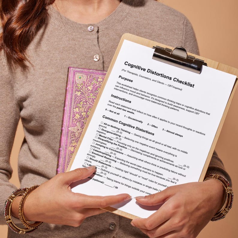 Cognitive Distortions Checklist Therapist Tool CBT Inspired Editable ...