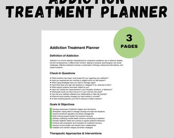 Addiction Treatment Planner Therapy Worksheets Recovery Counseling Tools Progress Notes Therapy Interventions Client CheckIn Journal Prompts