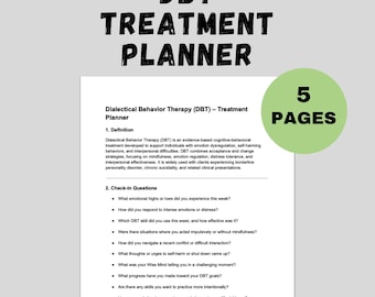 DBT Treatment Planner Therapy Questions Mental Health Interventions Progress Notes Counseling Goals Objectives Dialectical Behavior Therapy