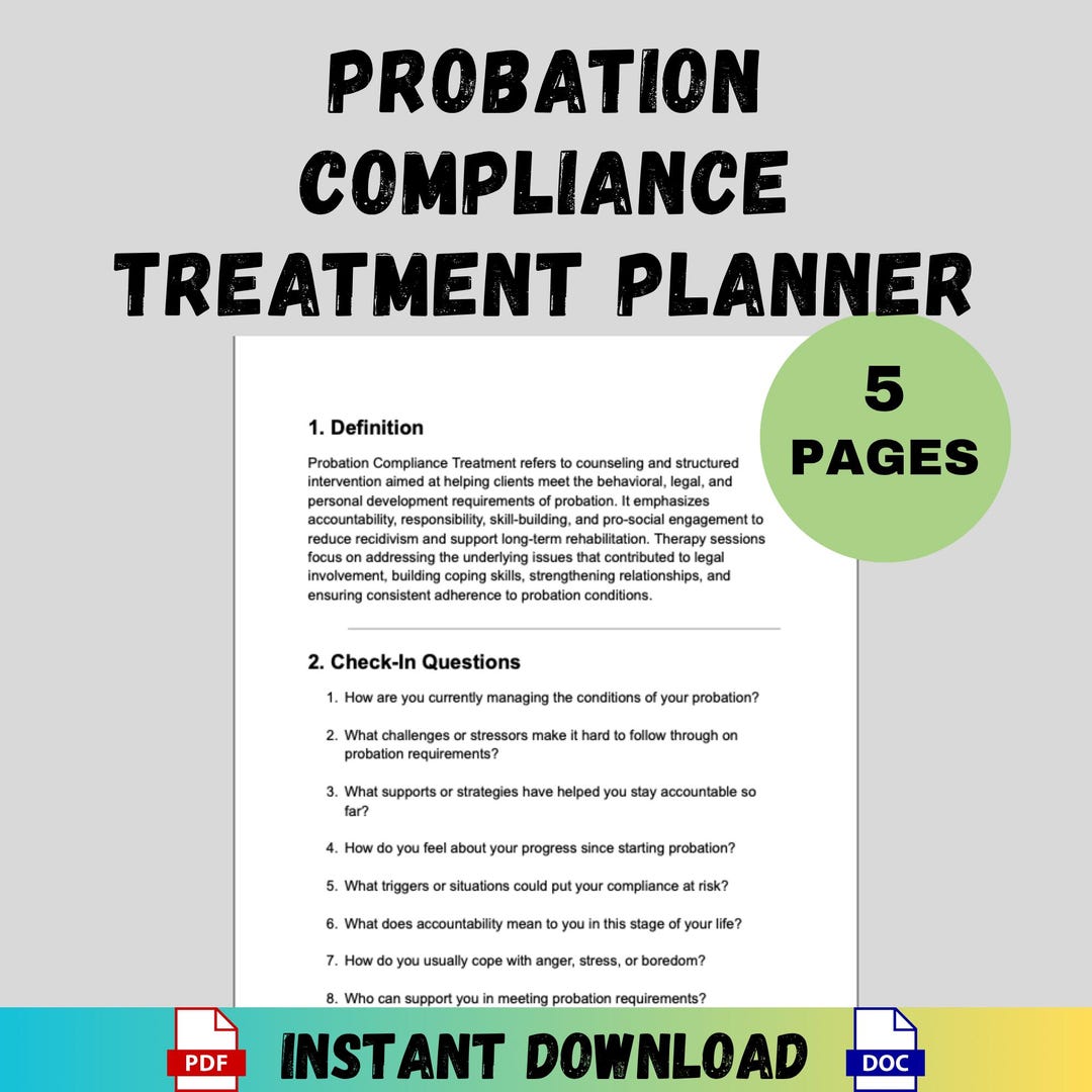 Probation Compliance Treatment Planner Counseling Tools Legal ...