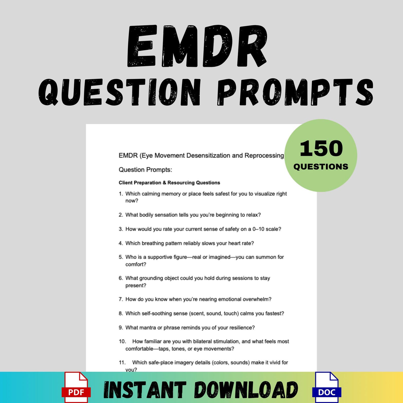 EMDR Therapy Questions for Trauma Processing Counselors Bilateral ...