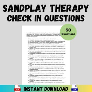 Sandplay Therapy Check In Questions Sandplay Counseling Tools Therapist Mental Health Printable PDF Word Doc Counselor Digital Download