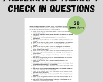Premarital Therapy Check In Questions Premarital Counseling Tools Therapist Mental Health Printable PDF Word Doc Counselor Digital Download