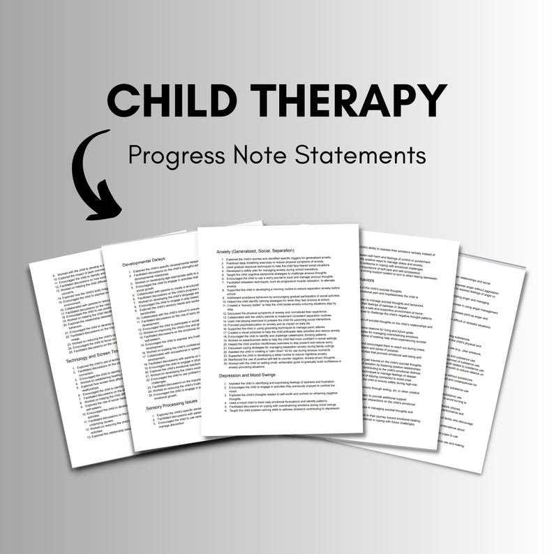 Child Therapy Progress Note Statements Child Therapist Progress Notes ...