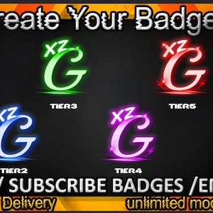 G Twitch sub badges / G Twitch emotes/ G badges for streamers / G Subscriber Badges