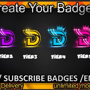 D Insignias de suscripción a Twitch / D Emotes de Twitch / D Insignias para streamers / D Insignias de suscriptor