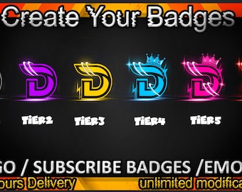 D Twitch sub badges / D Twitch emotes/ D badges for streamers / D Subscriber Badges