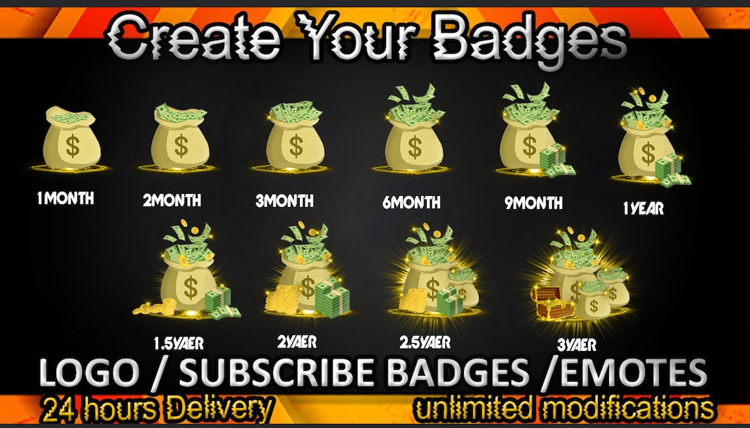 Money Bag Twitch Sub Badges / Money Bag Twitch Emotes/ Money Bag Badges for Streamers / Money