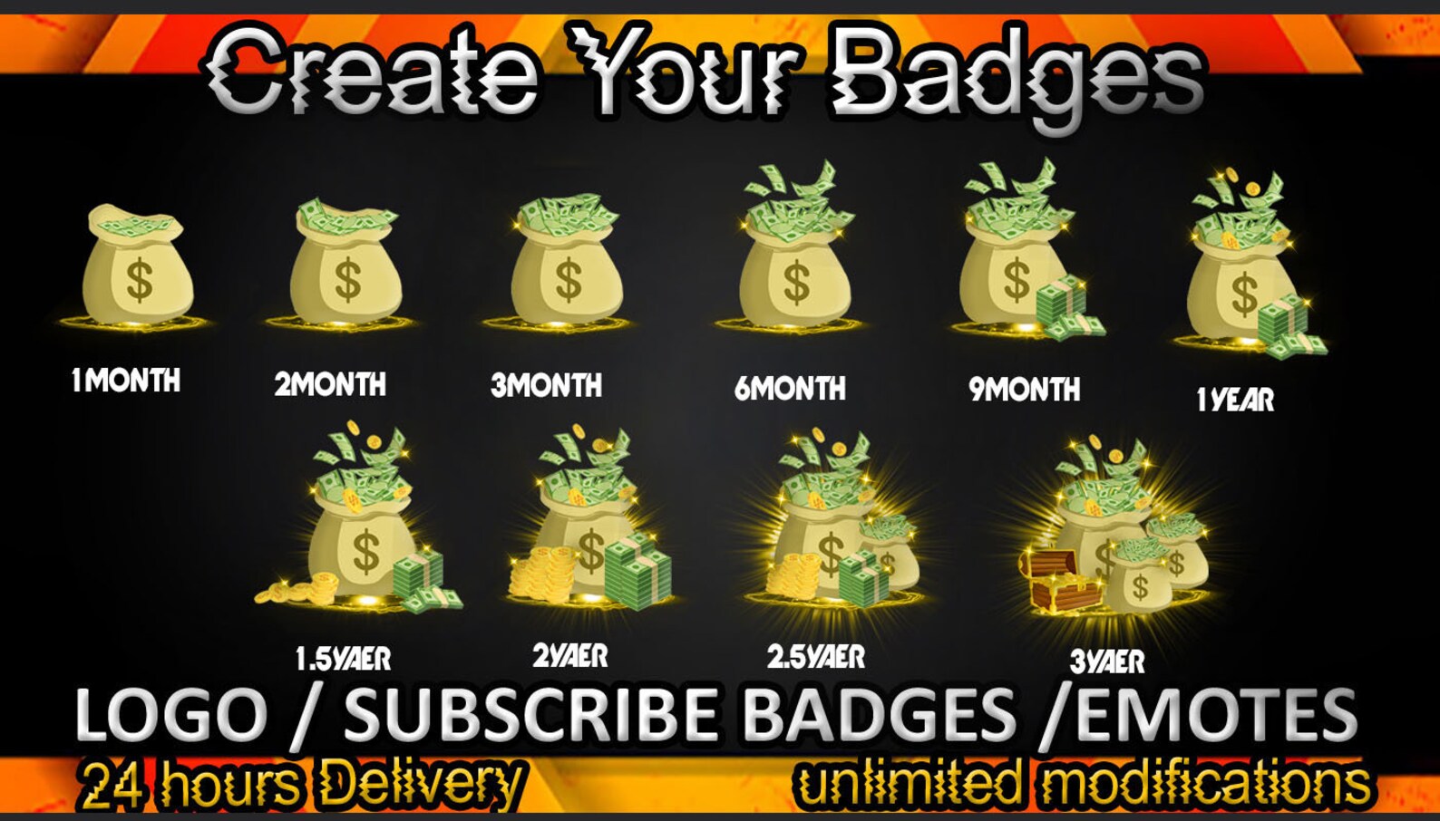 Money Bag Twitch Sub Badges / Money Bag Twitch Emotes/ Money Bag Badges