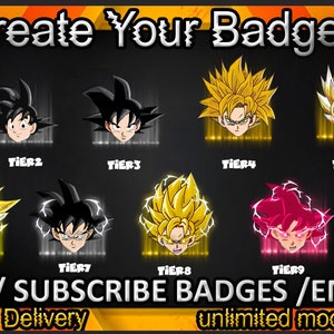 Goku Twitch sub badges / Goku Twitch emotes/ Goku badges for streamers / Goku Subscriber Badges