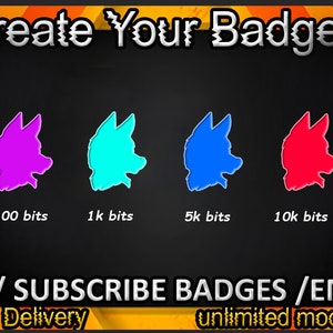 Sous-badges Wolf Twitch / Emotes Wolf Twitch / Badges Wolf pour streamers / Badges d&#39;abonné Wolf